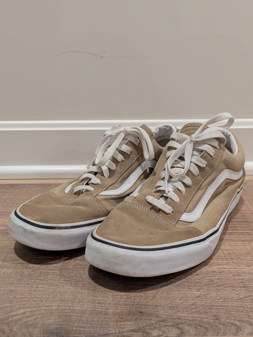 Vans Old Skool Tan Suede Canvas Sneakers Mens Size 13 Brown White